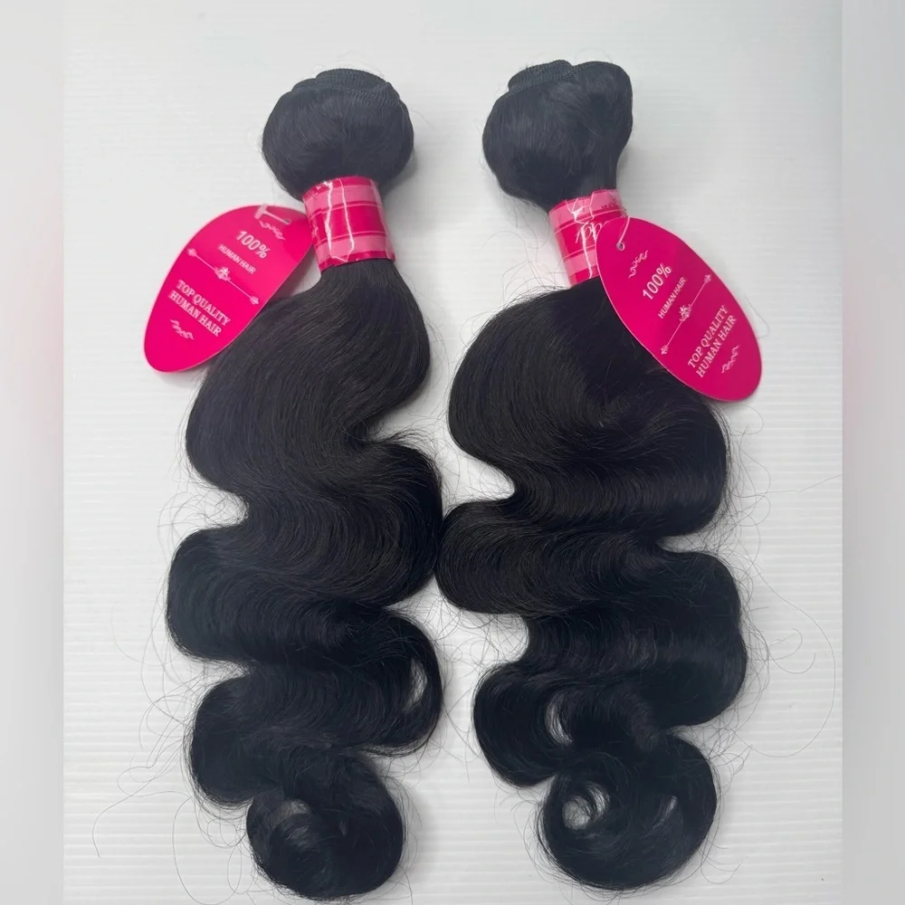 20” 100% Human Hair Body Wave Bundles – Natural Black, Soft Silky Weft Extension